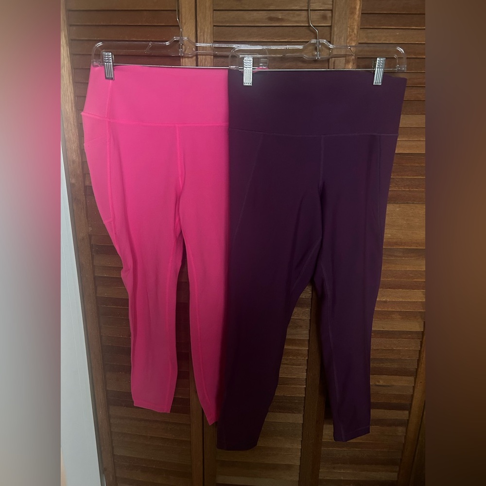 Purple Leggings by Reflex 
Old Navy Hot Pink Leggings 
Bonus top sz Medium